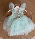Mint Green Girls Tulle Party Dress - Image 3