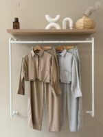 Cropped utility shirt and trouser set