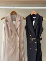 Pleated hem sleevless blazer dress - Image 2