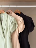 Puff sleeve shawl collar mini dress - Image 3