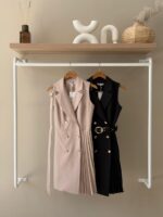 Pleated hem sleevless blazer dress