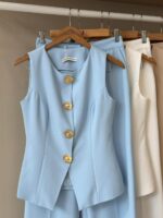 Sculptural button tailored vest set - Image 3