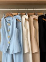 Sculptural button tailored vest set - Image 2