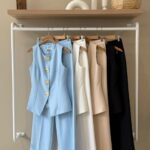 Sculptural button tailored vest set