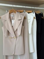 Sleevless peak lapel pant set - Image 3