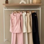 Asymmetrical button front tailored set