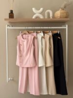 Asymmetrical button front tailored set