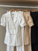 Double breasted puff sleeve pant set - Image 2