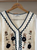 Embroidered crochet top with chiffon sleeves - Image 2