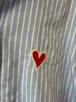 Heart patch striped button down shirt - Image 2