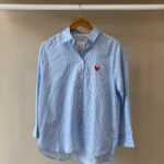 Heart patch striped button down shirt