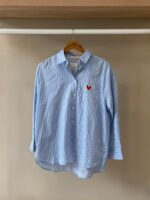 Heart patch striped button down shirt