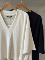 Draped hem v neck top - Image 2