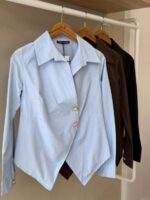 Asymmetrical gold button shirt - Image 2
