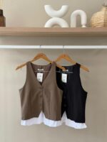 Two tone layered tailored vest