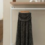 Zebra print ruched maxi skirt