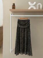 Zebra print ruched maxi skirt