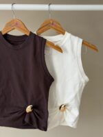 Gold accent gathered tank - Image 2