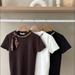 Chain detail graphic scarf t-shirt