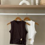 Gold accent gathered tank