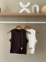 Gold accent gathered tank