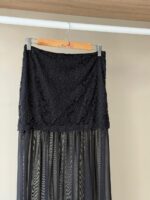 Black lace overlay mesh maxi skirt - Image 2