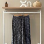 Pleated printed maxi skirt