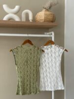 High neck lace shell top