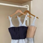 Layered mixed corset top