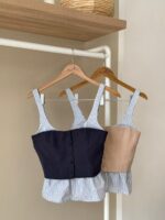 Layered mixed corset top