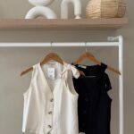 Linen blend tie shoulder vest