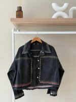 Embroidered denim grey jacket