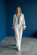 Striped cardigan & wide leg trousers set - Image 2