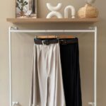 Belted front slit midi skirt