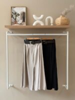 Belted front slit midi skirt