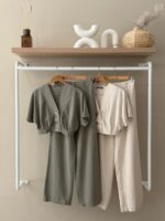 Linen cropped top & wide leg pants set