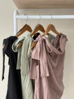 Draped one shoulder crinkle top - Image 4