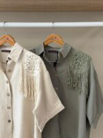 Crochet shoulder fringe shirt - Image 2