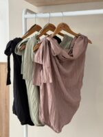 Draped one shoulder crinkle top - Image 2