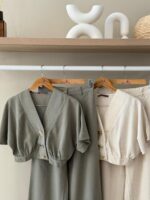 Linen cropped top & wide leg pants set - Image 3