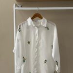 Boho floral white oversized shirt