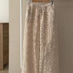 Boho crochet beige wide leg pant