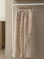 Boho crochet beige wide leg pant