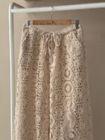 Boho crochet beige wide leg pant - Image 2