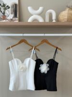 Floral rosette corset cami top