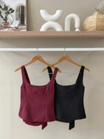 Open back bow tie corset top