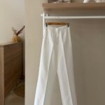 High waist straight leg white trousers