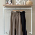 Side tie tailored wide leg trousers