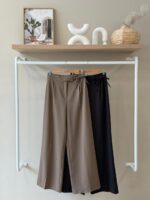 Side tie tailored wide leg trousers