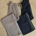 Criss cross trim wide leg trousers